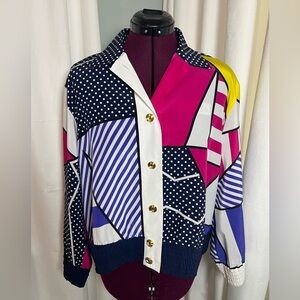 Felicias Pink and Blue Blouse with Artistic Color-Blocking